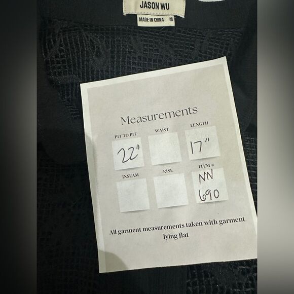 Jason Wu Black Lace Daisy Floral See Thru Collared Blouse Size M - Picture 11 of 11